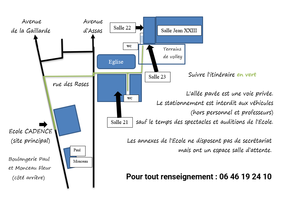 Plan d'acces aux anneses salles 21, 22, 23 et Jean XXIII