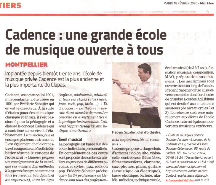 Article Midi Libre du 18/02/20