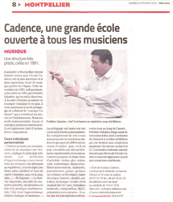 Article Midi Libre du 22/02/20